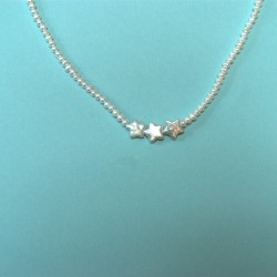 Kids white pearl 3 stars necklace