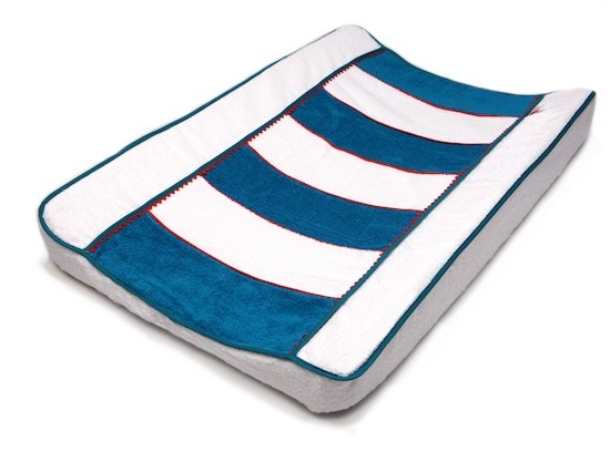 Turquoise and white deck chair