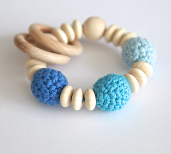3 blue teething bracelet